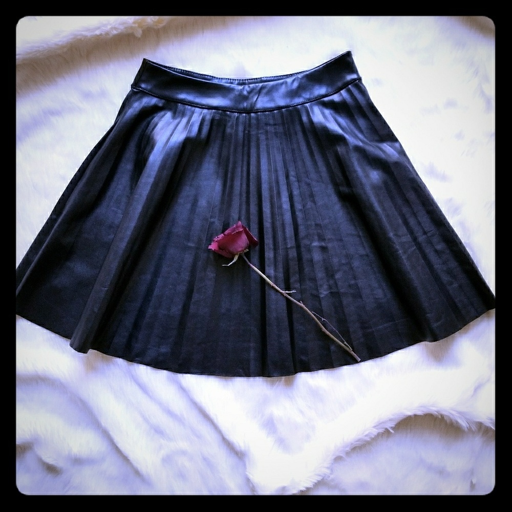 See You Monday Faux Leather Pleated Skirt